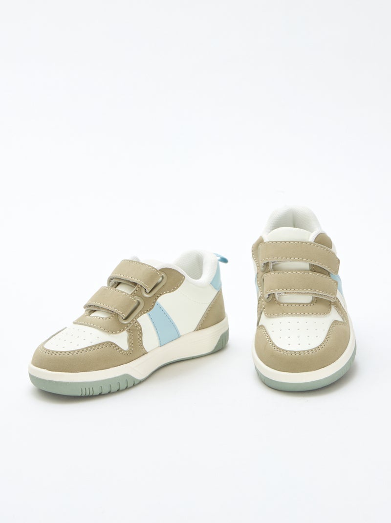 Sneakers con strappo in similpelle quadricolore Kaki - Kiabi