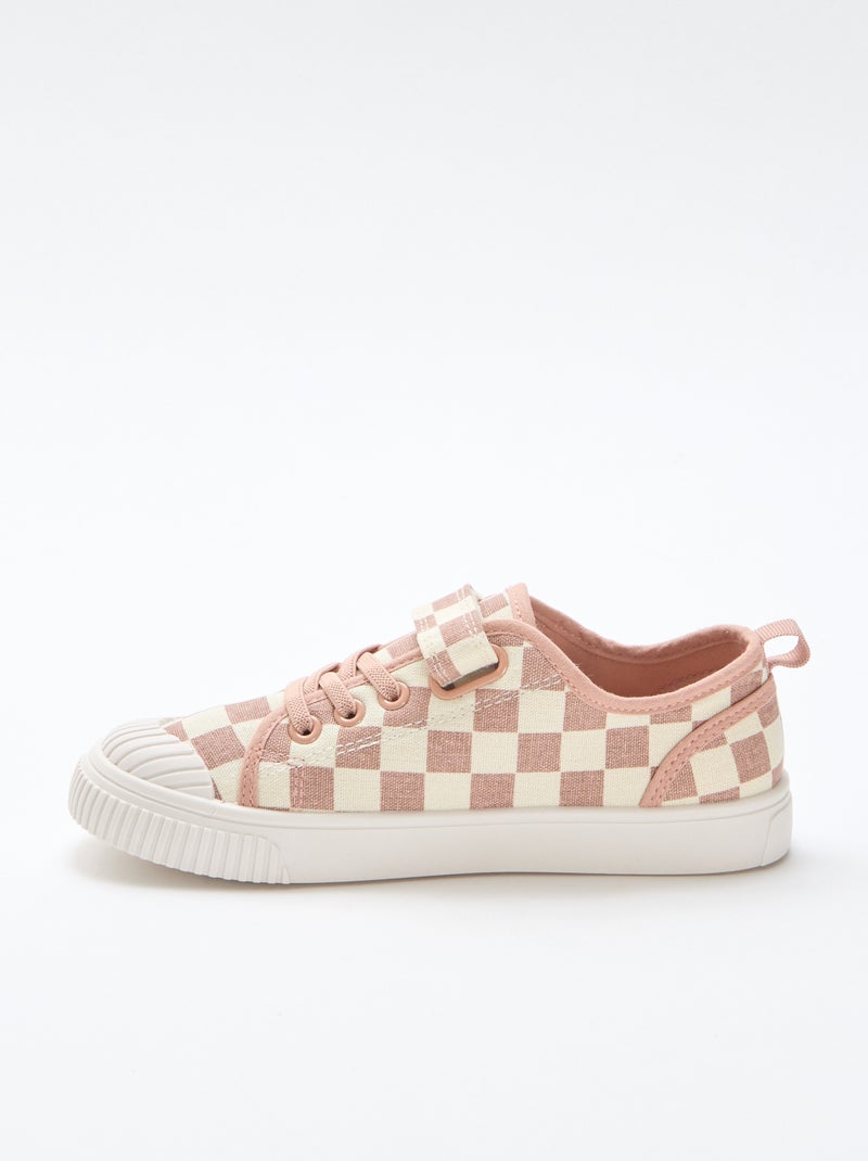 Sneakers in tela con stampa a scacchi Rosa - Kiabi