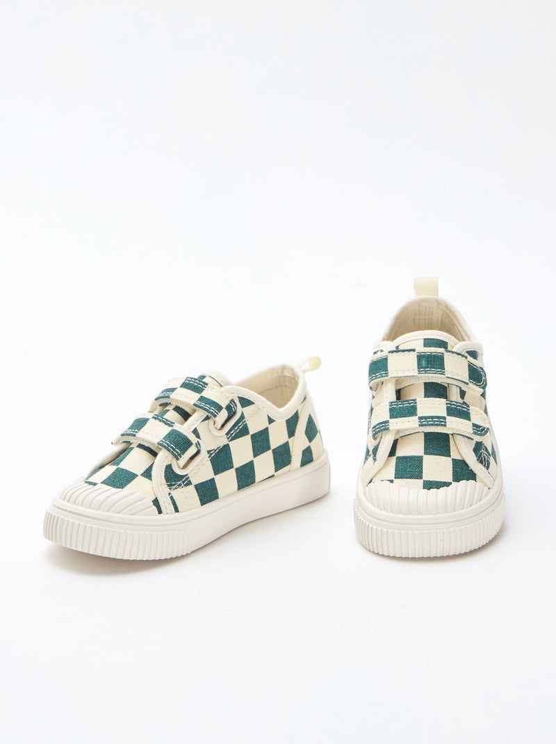 Sneakers in tela con stampa a scacchi Verde - Kiabi