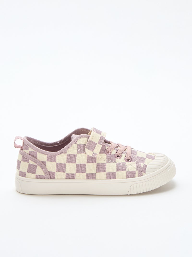 Sneakers in tela con stampa a scacchi Viola - Kiabi