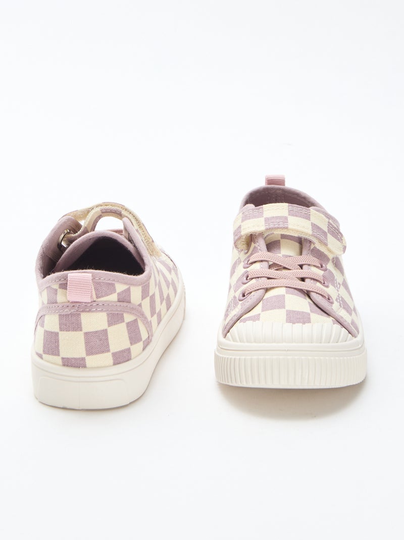 Sneakers in tela con stampa a scacchi Viola - Kiabi