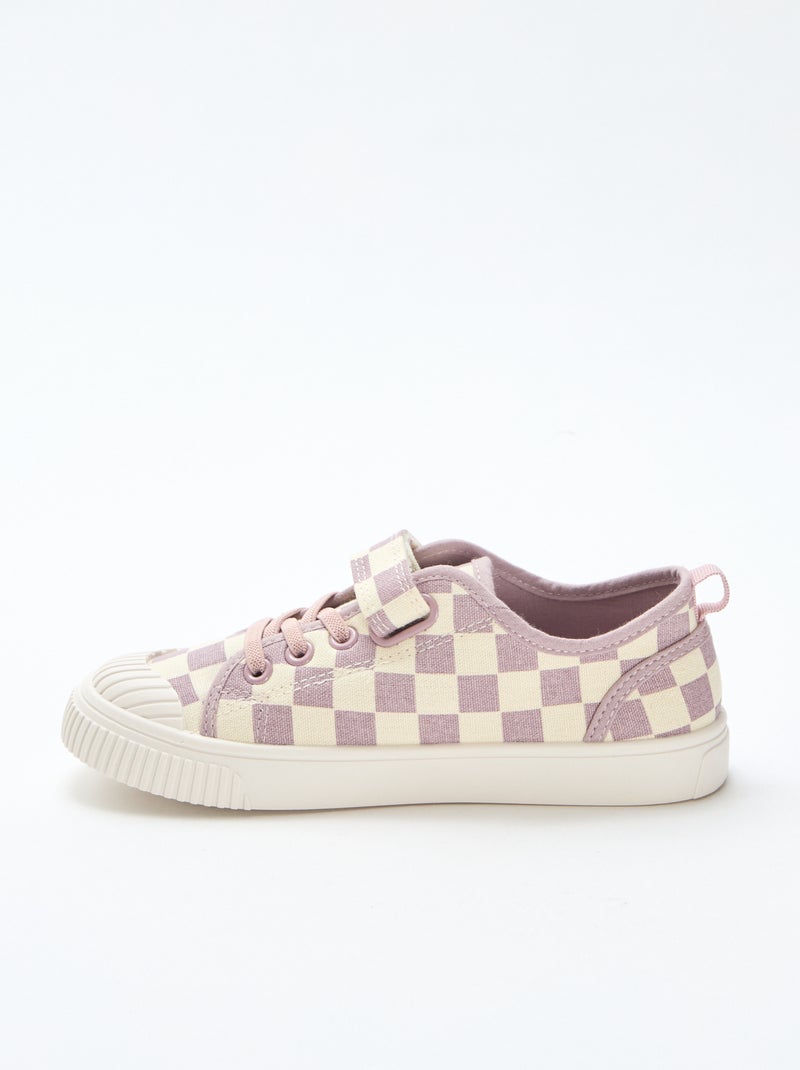 Sneakers in tela con stampa a scacchi Viola - Kiabi