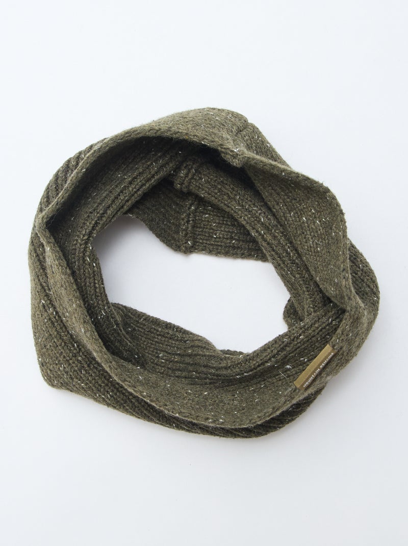 Snood en maille fantaisie Kaki - Kiabi