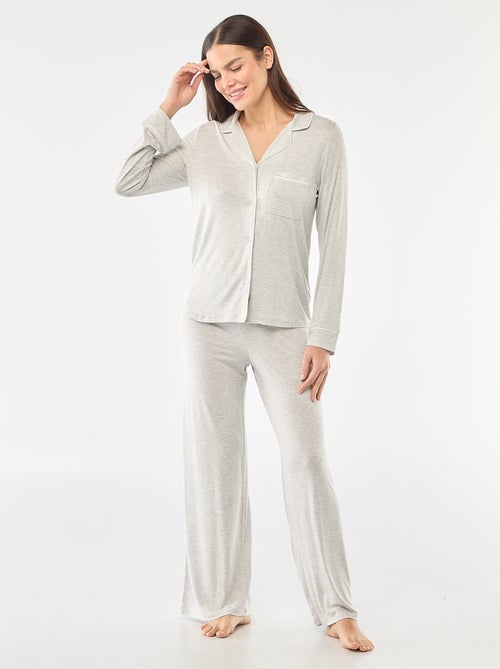 Soft Stretch Knit Long Pajama Set - 2 Piece - Kiabi