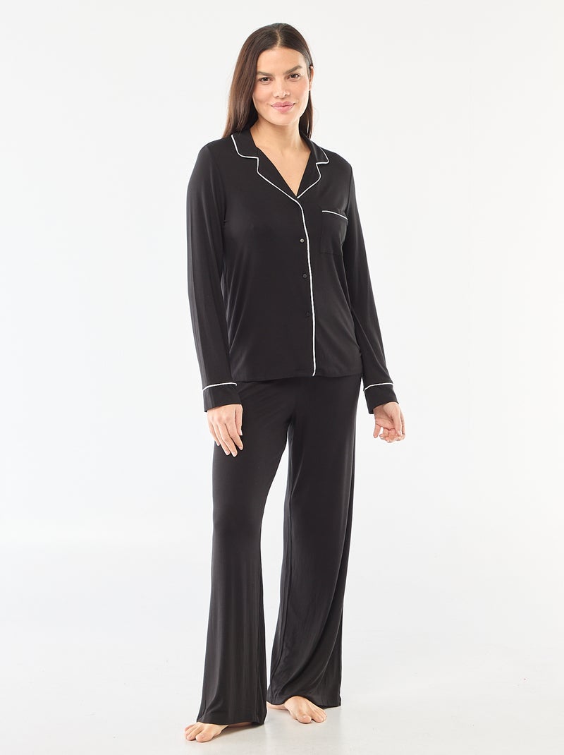 Soft Stretch Knit Pajama Set - 2 Piece Black - Kiabi