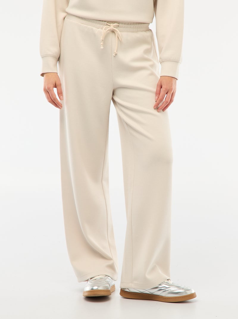 Soft Wide-Leg Joggers Beige - Kiabi