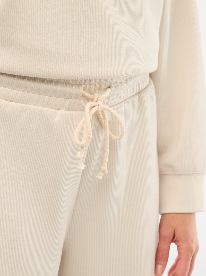 Soft Wide-Leg Joggers Beige - Kiabi