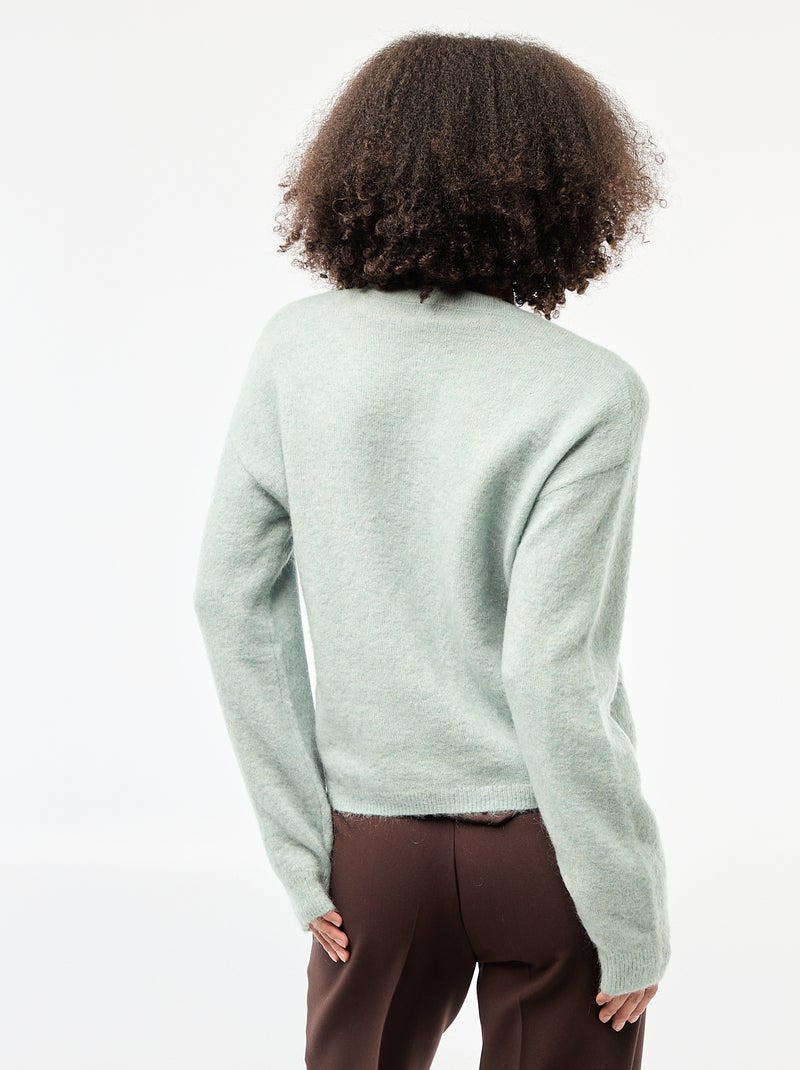 Soft Wool and Mohair Cardigan Blue - Kiabi