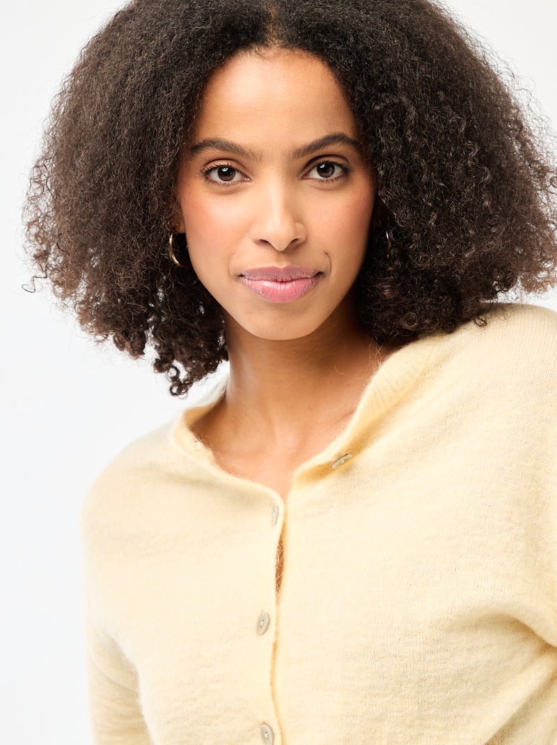 Soft Wool and Mohair Cardigan Yellow - Kiabi