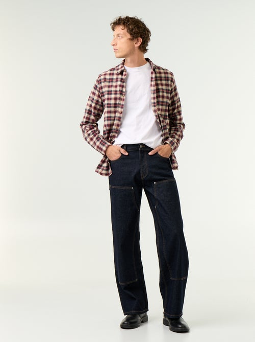 Solid baggy jeans with decorative panels - Kiabi