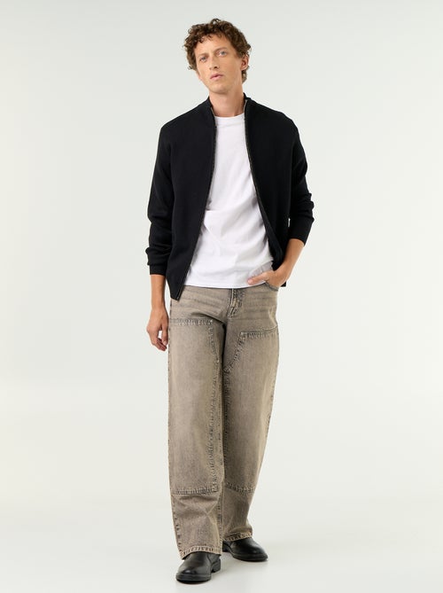 Solid baggy jeans with decorative panels - Kiabi