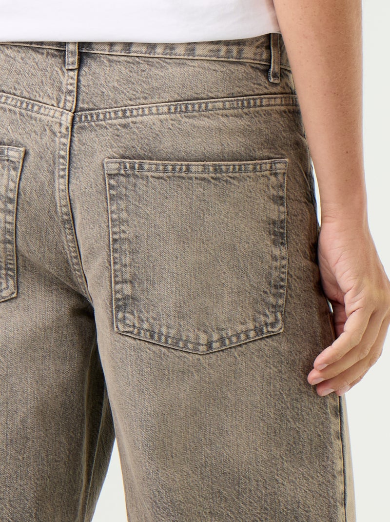 Solid baggy jeans with decorative panels Grey - Kiabi