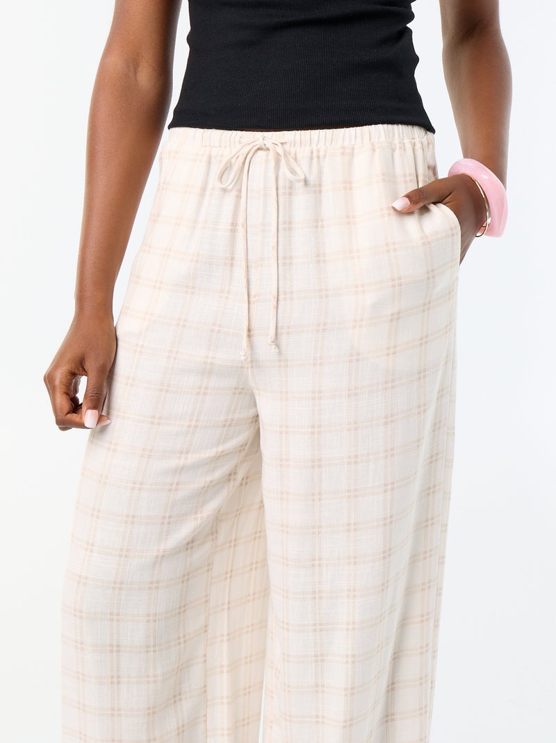 Solid Balloon Fit Pants with 2 Pockets Beige - Kiabi
