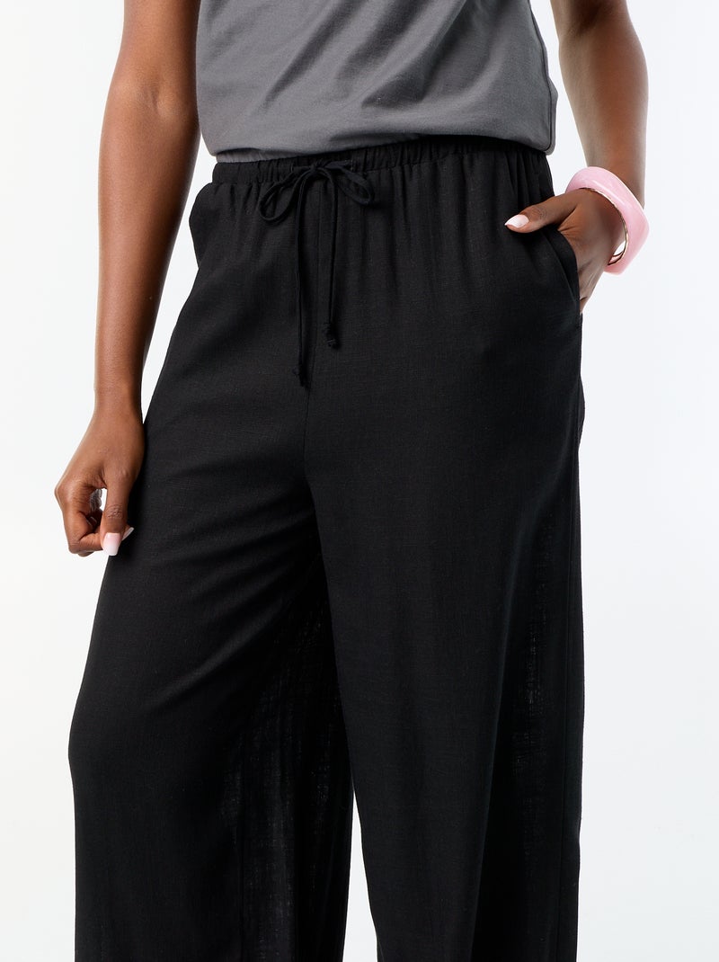 Solid Balloon Fit Pants with 2 Pockets Black - Kiabi