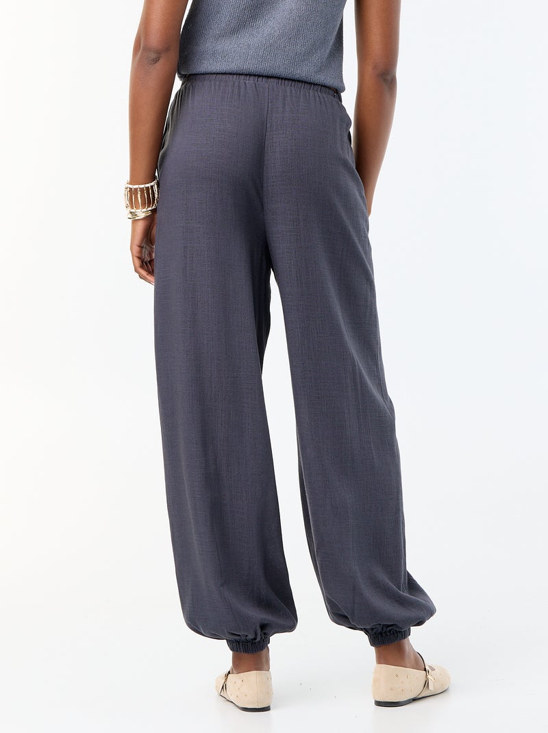 Solid Balloon Fit Pants with 2 Pockets Grey - Kiabi