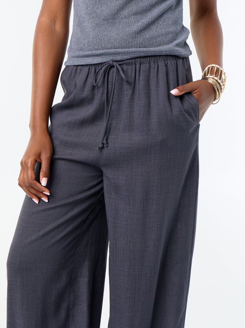Solid Balloon Fit Pants with 2 Pockets Grey - Kiabi