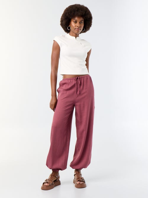 Solid Balloon Fit Pants with 2 Pockets - Kiabi Solid Balloon Fit Pants with 2 Pockets - Kiabi