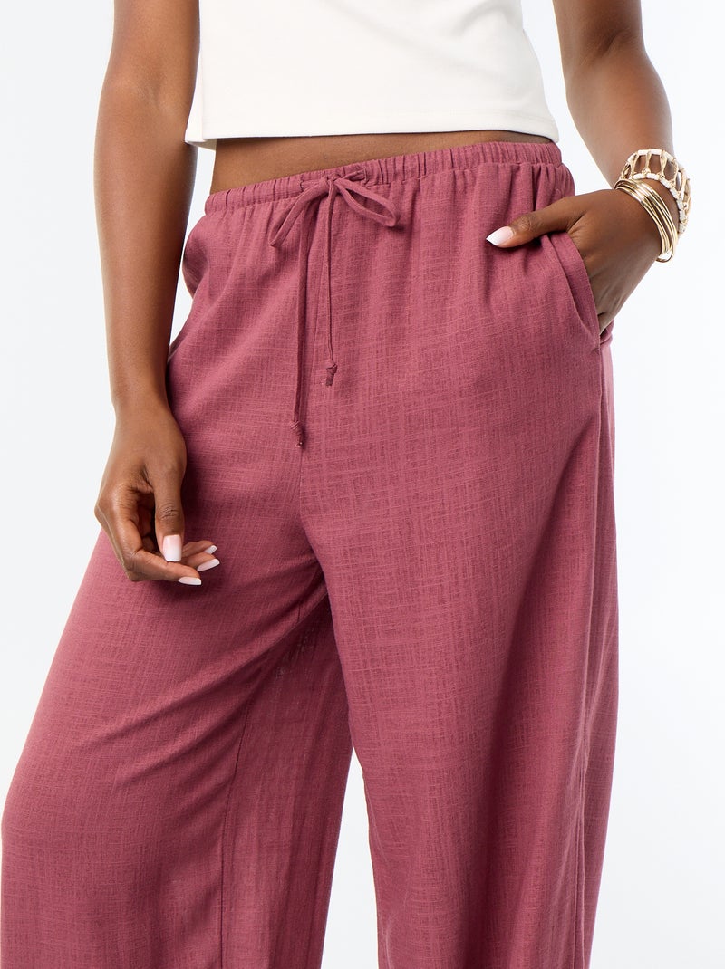 Solid Balloon Fit Pants with 2 Pockets Pink - Kiabi