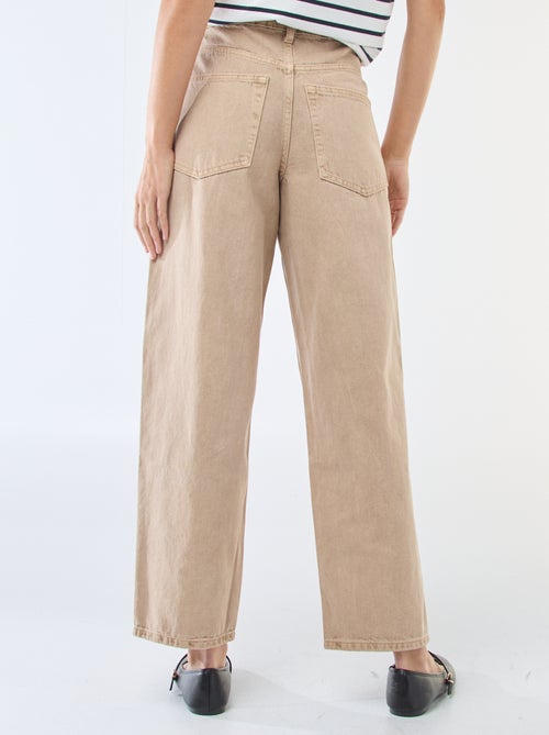 Solid Barrel Fit Denim Pants with Tie - Kiabi