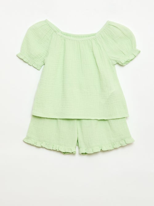 Solid Blouse and Shorts Set - 2 Pieces - Kiabi