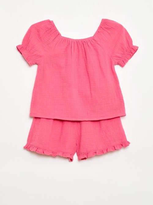 Solid Blouse and Shorts Set - 2 Pieces - Kiabi