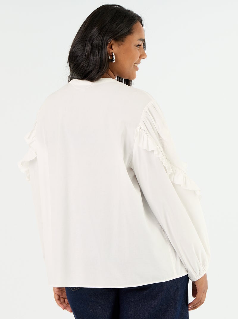 Solid blouse with ruffles White - Kiabi