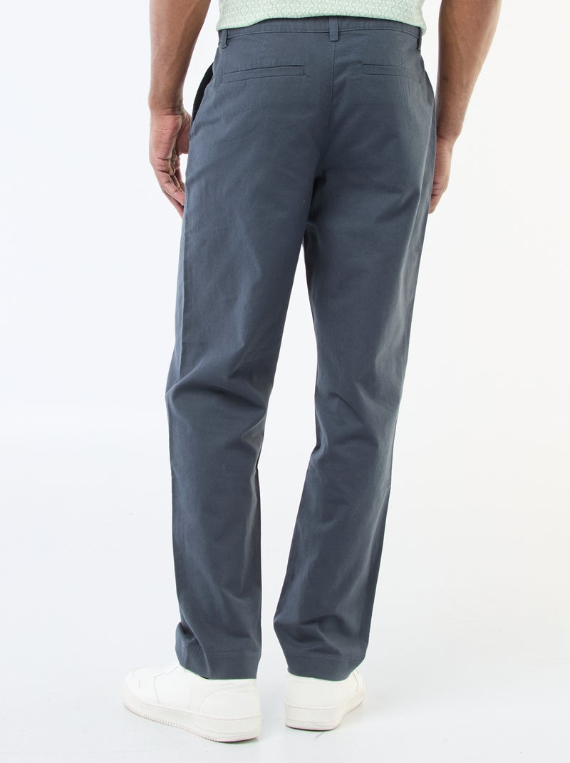 Solid Chino Pants - Regular Waist Blue - Kiabi