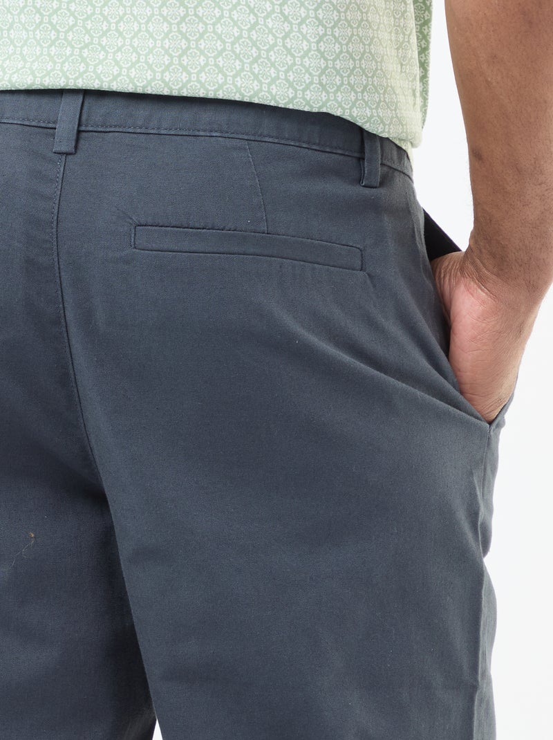 Solid Chino Pants - Regular Waist Blue - Kiabi