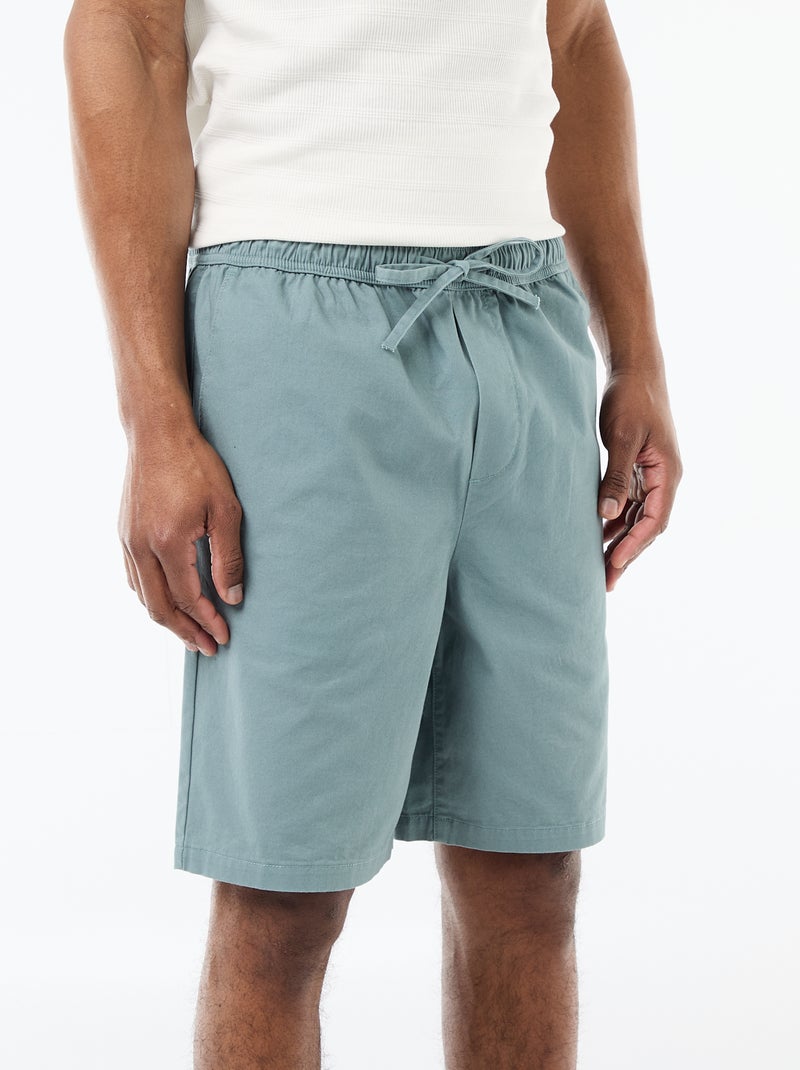 Solid Chino Shorts Blue - Kiabi