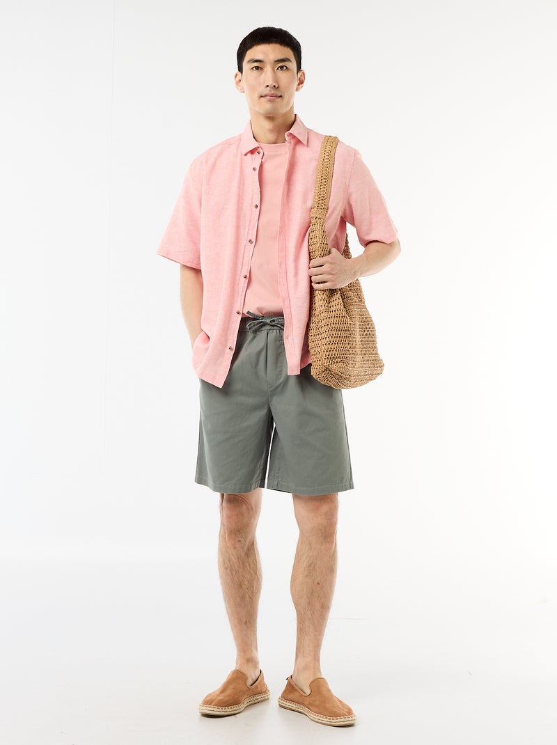 Solid Chino Shorts Green - Kiabi