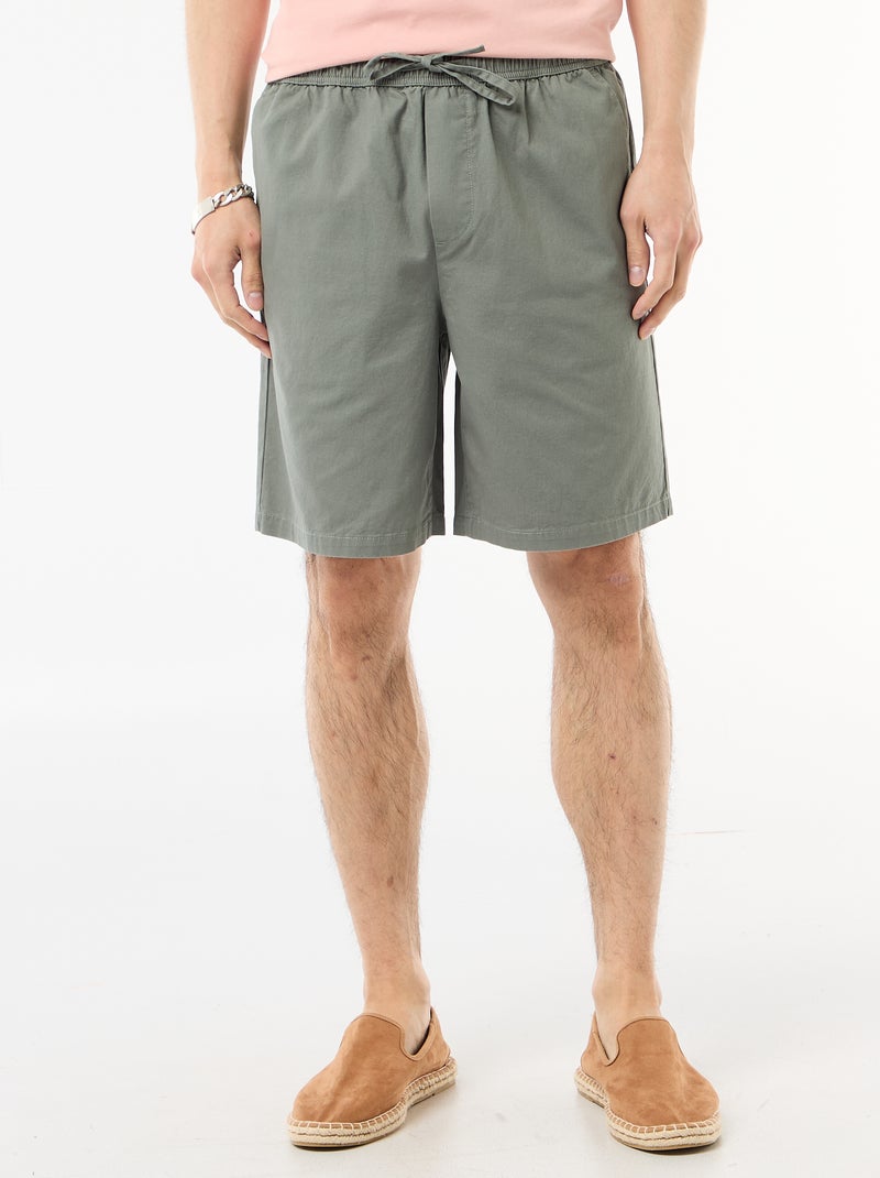 Solid Chino Shorts Green - Kiabi