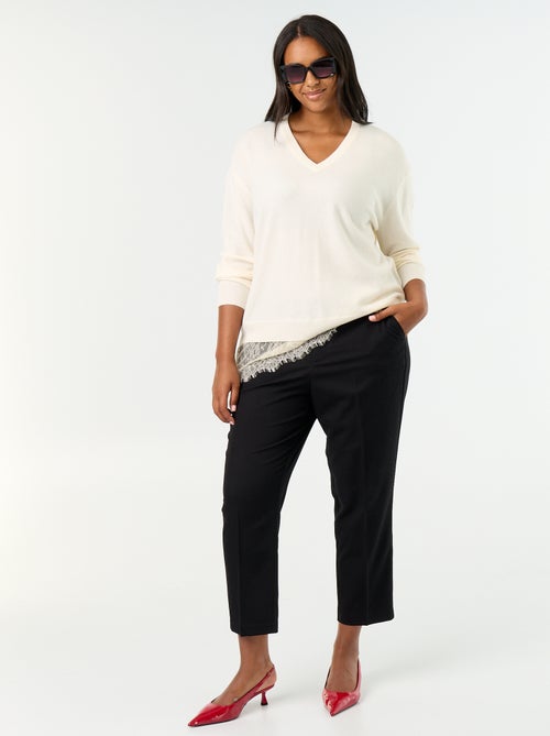 Solid Cigarette Trousers - Kiabi Solid Cigarette Trousers - Kiabi