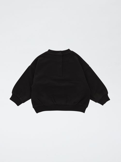 Solid Color Cotton Fleece 'ACDC' Print Sweatshirt - Kiabi Solid Color Cotton Fleece 'ACDC' Print Sweatshirt - Kiabi