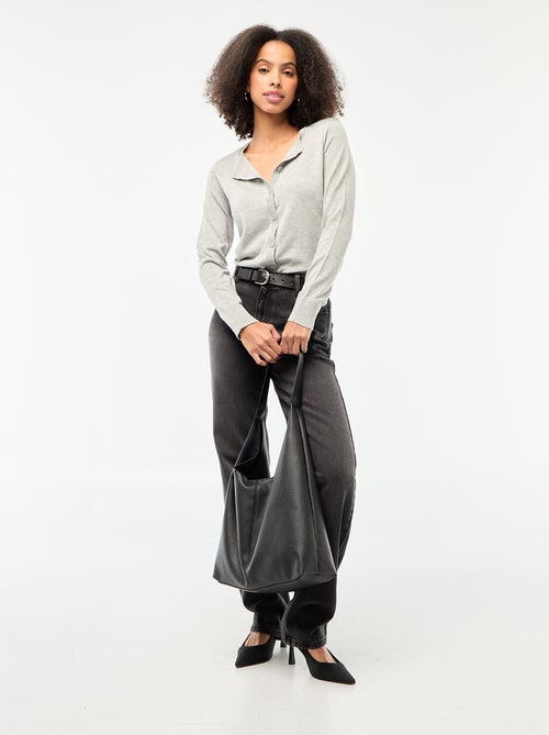 Solid Color Crew Neck Cardigan - Kiabi