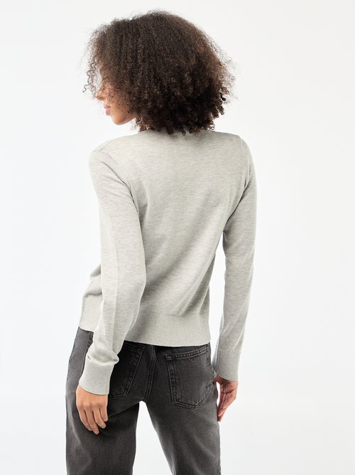 Solid Color Crew Neck Cardigan - Kiabi