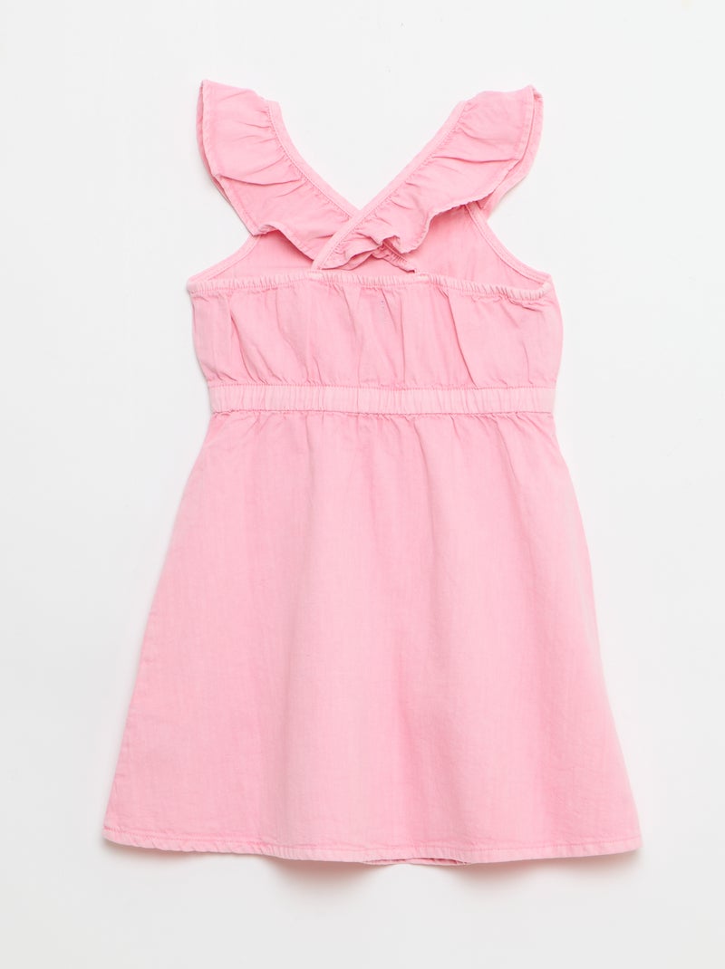 Solid Color Ruffled Strap Dress Pink - Kiabi