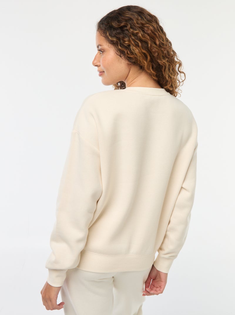 Solid Color Warm Fleece Sweatshirt White - Kiabi