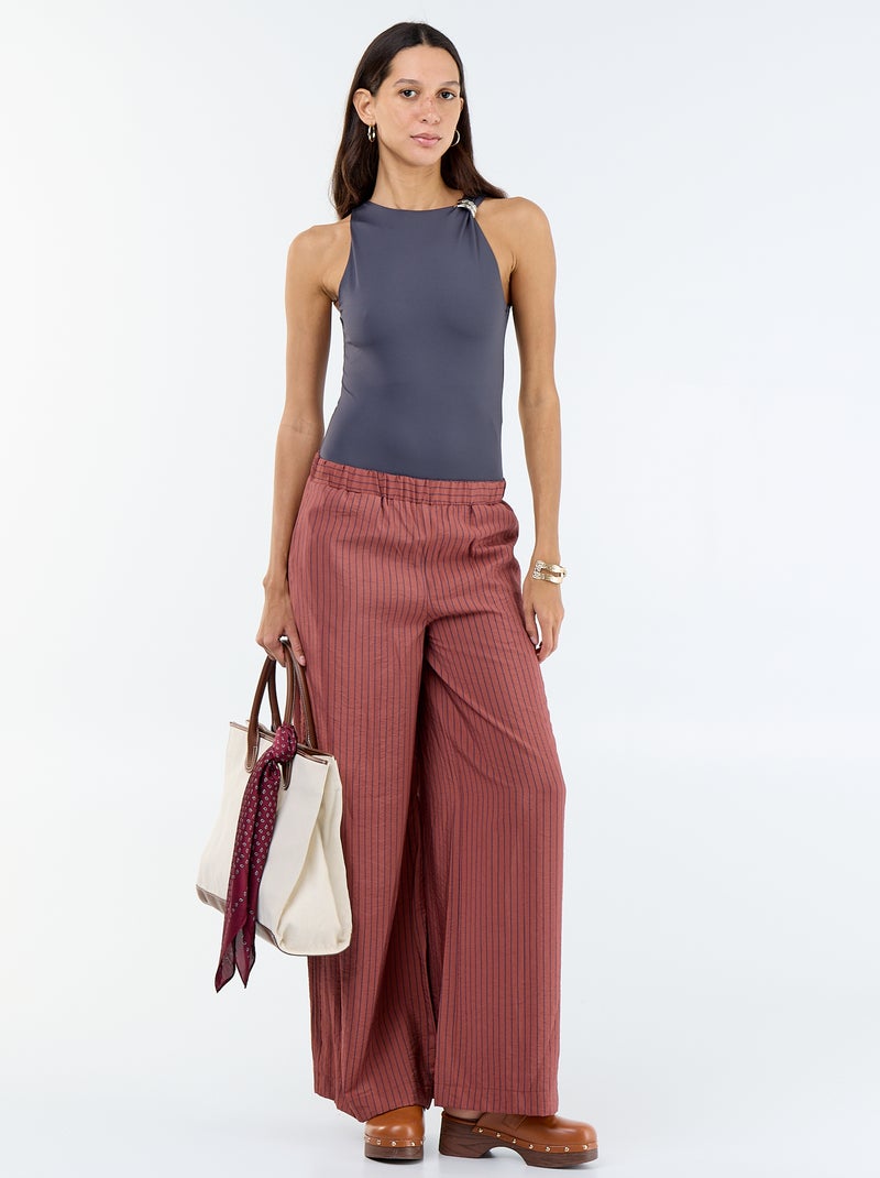 Solid-colored Bodysuit with Fancy Jewelry Details on Straps Grey - Kiabi