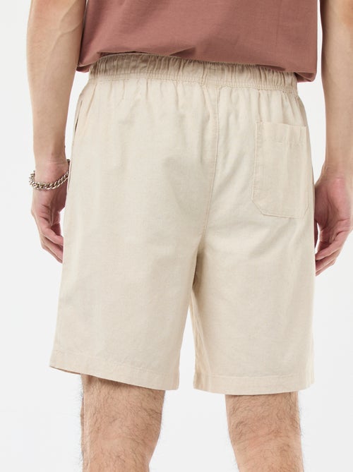 Solid Cotton and Linen Bermuda Shorts - Kiabi