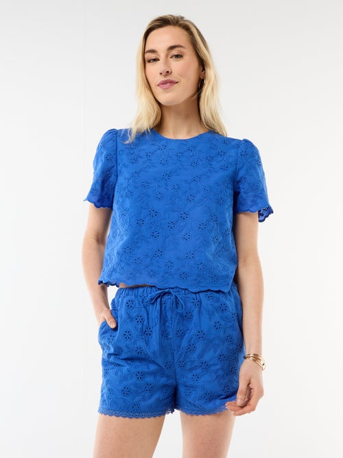 Solid Cotton Broderie Anglaise Short Shorts - Kiabi