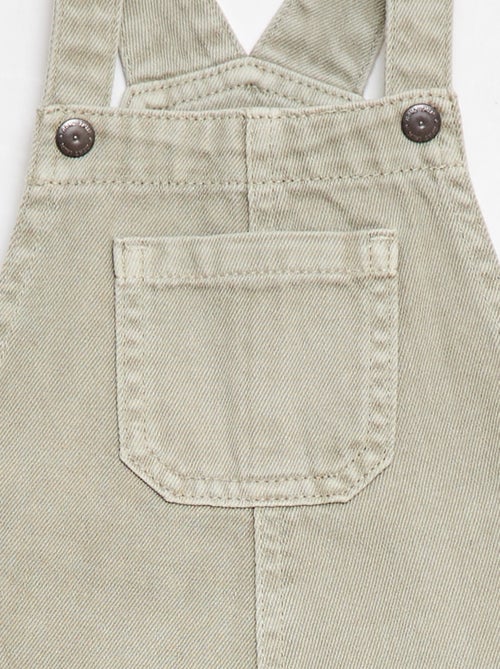 Solid Cotton Denim Short Overalls - Kiabi