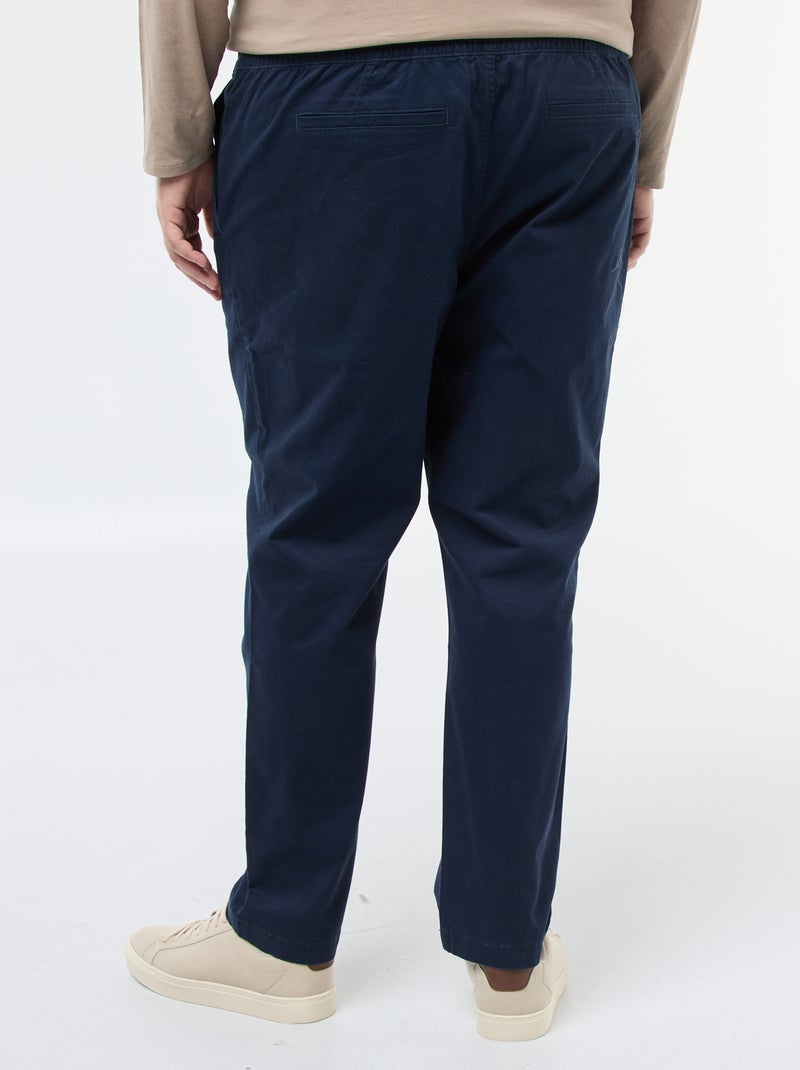 Solid Cotton Drawstring Trousers Blue - Kiabi