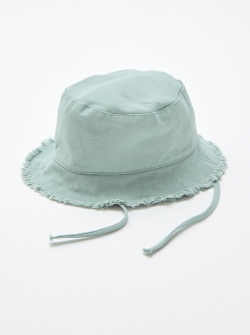 Solid Cotton Fringed Bucket Hat with Ties - Kiabi