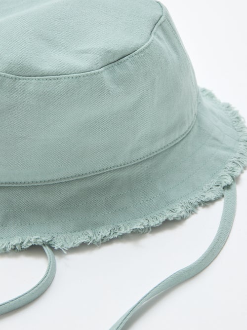 Solid Cotton Fringed Bucket Hat with Ties - Kiabi