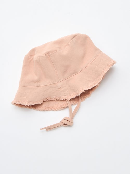 Solid Cotton Fringed Bucket Hat with Ties - Kiabi