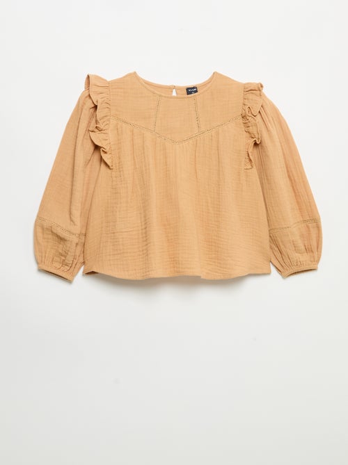 Solid cotton gauze blouse - Kiabi
