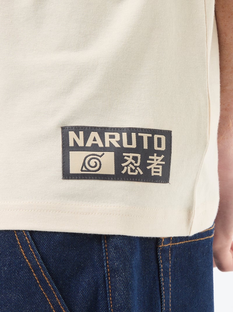 Solid Cotton 'Naruto' Print T-Shirt Beige - Kiabi