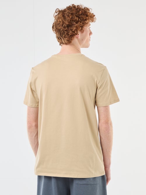 Solid Cotton T-Shirt with Graphic Print - Kiabi