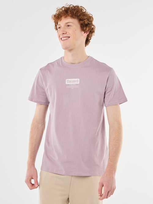 Solid Cotton T-Shirt with Graphic Print - Kiabi