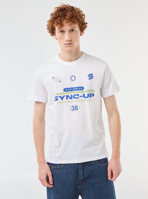 Solid Cotton T-Shirt with Graphic Print - Kiabi